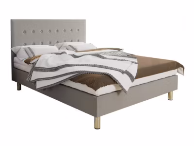 Lit Logan 100, Double, Gris clair, Tissu, Disponible, 140x204x115cm