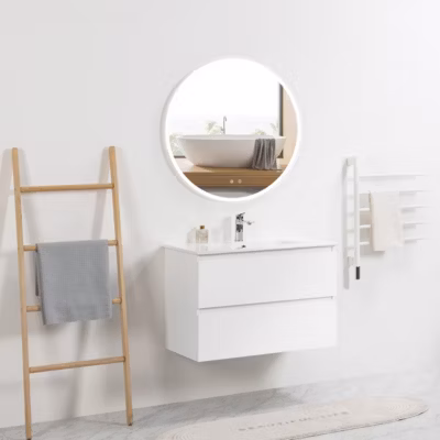 Pack Meuble prémonté 80 blanc-Vasque céramique-Robinet chromé – bain-bain