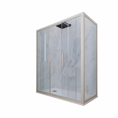 Cabine parois de douche coulissante 80×120 cm H 200 en PVC Champagne Verre Transparent mod. Glam Duo