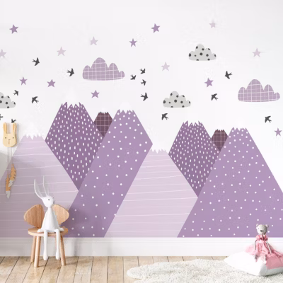 Stickers enfant montagnes scandinaves manoka 70 x 105 cm
