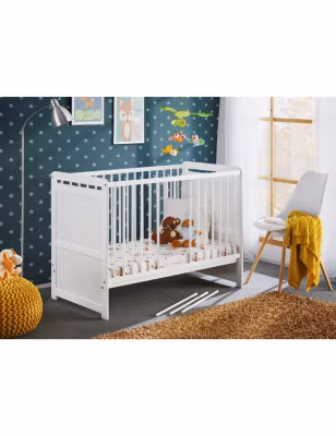 Berceau en bois de pin TYMEK 67×124 x H 56,90 cm-Blanc-Sans matelas-Blanc-67.00 –124.00 –67.00