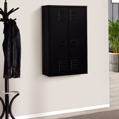 Armoire murale ESTER 2 portes métal noir design industriel