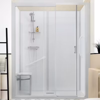Cabine de douche Kinedo Kinemagic Sérénité Plus 140×90 niche haute coulissante verre transparent avec mitigeur