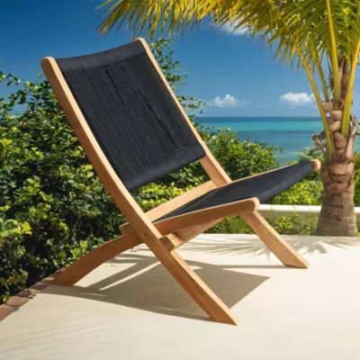 Fauteuil de jardin lounge en corde noir Jala