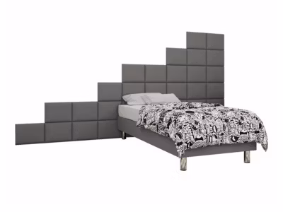 Lit continental Logan 106, Unique, Gris, Tissu, Disponible