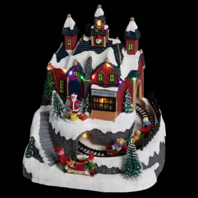 Village lumineux atelier cadeaux et train 12 led h.21,5cm musical et  – feeric lights & christmas