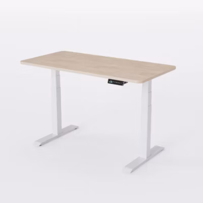 AUM WORLD Bureau Assis Debout Électrique, 140×70, DIY, 2 moteurs, 8 Mémoires, Sécurité Enfant, 62-127cm, Blanc, Chêne