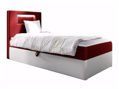 Lit continental Baltimore 169, Unique, Rouge, Faux cuir, Disponible