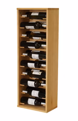 Meuble Range Bouteille de vin Série Godello en Pin Clair 20 bouteilles étiquettes devant