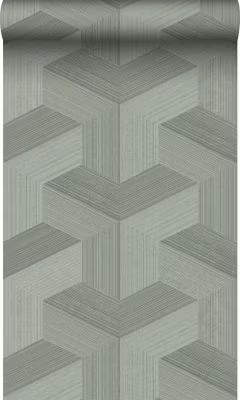 Origin Wallcoverings papier peint graphique 3D vert grisé 53 cm x 10.05 m