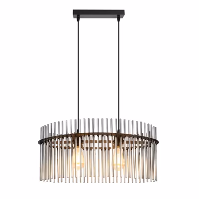 ZMH Suspension 2 Flammes E27 Verre Noir Pour Cuisine Salon (sans Ampoule)