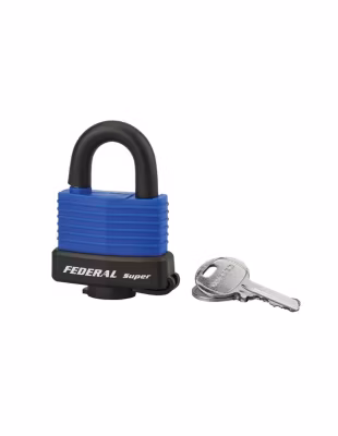 Cadenas à clé Fédéral Lock Sea Line Bleu, laiton,  extérieur, anse inox, 40mm, 2 clés – THIRARD