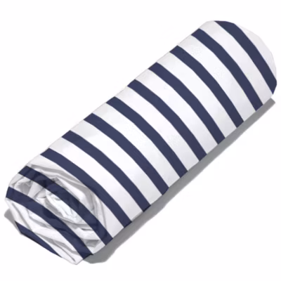 Drap housse imprimé 90×200 cm coton biologique AIR à rayures Bleu marine et Blanc Bonnet 30 cm