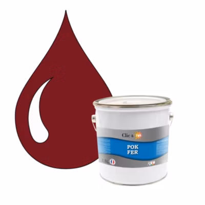 Peinture fer antirouille – Laque extérieure Semi-Brillante POK FER – 2,5L – RAL 3004 – Rouge Pourpre