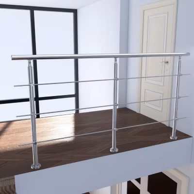 Kit garde corps en acier inoxydable a 3 traverses Longueur 100 cm Balustrade a fixation a plat pour terrasse ou escalier
