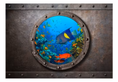 Papier peint intissé panoramique paysage submarine window 100×70 cm
