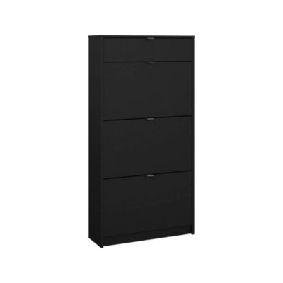 Meuble à chaussures Mandukhai, Meuble à chaussures, Armoire d&rsquo;entrée polyvalente, Rangement pour chaussures, 70×24 h140 cm, Noir