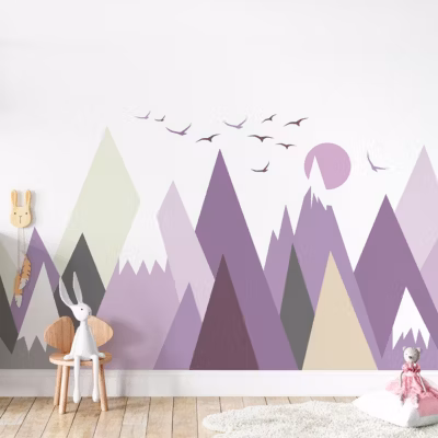 Stickers enfant montagnes scandinaves jazka 110 x 165 cm