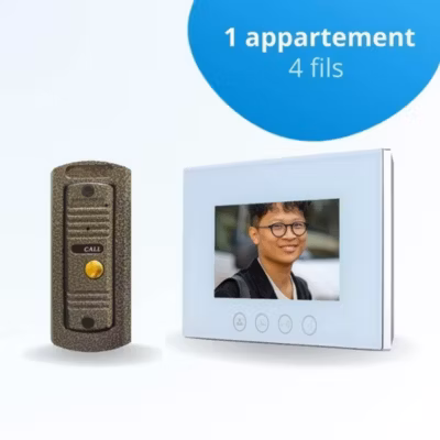 Portier interphone vidéo pino 4 fils – 1 écran blanc 7&Prime; – avec mémoire photos