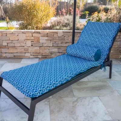 2 Coussins pour Chaise Longue et Traversin 195x60x5cm Motif Géométrique