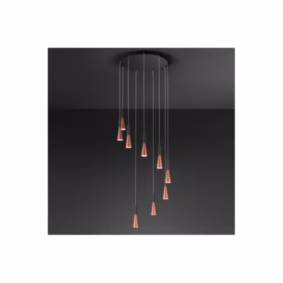 Lustre suspendu CONE Or-rose noir mat 9x7W 3000K Perenz
