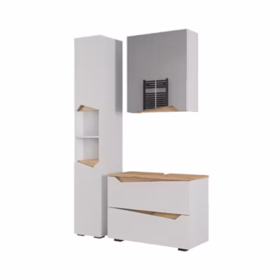 Vicco Meubles bain Blanc/Artisan 3 parties avec meuble haut