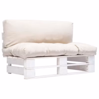 Canapé de jardin – vidaXL – Palette – 2 places – Bois de pin – Coussins amovibles