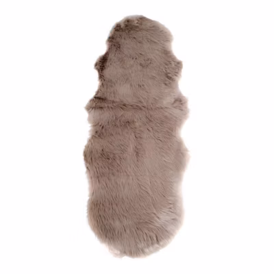 Tapis de Salon Asymétrique Lambskin, Marron, Polyester, 180x60x6,5 cm, Seven Design