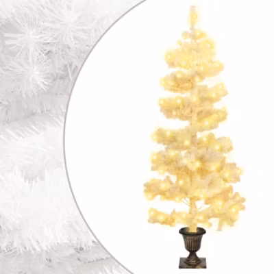 Arbre de Noël hélicoïdal pré-éclairé avec pot blanc 120 cm PVC vidaXL