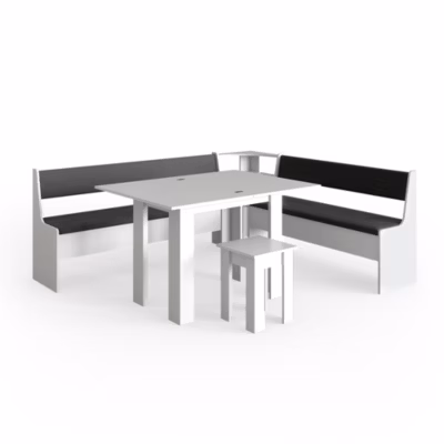 Vicco Groupe de banquettes dangle Blanc 210×41.5cm avec table