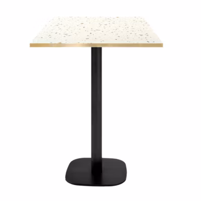 Mange-debout 60x60cm – modèle Round terrazzo cassata chants laiton – Restootab