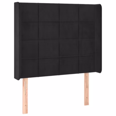 3119624 vidaXL Tête de lit avec oreilles Noir 103x16x118-128 cm Velours