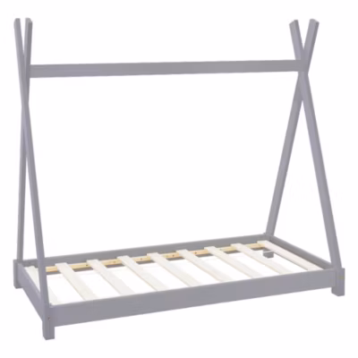 Lit d&rsquo;enfant ML-Design Tipi 70×140 cm gris clair simple en bois de pin sommier à lattes style indien