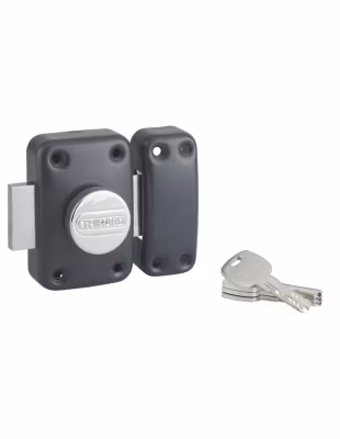 Verrou à bouton Transit 2 pour porte d&rsquo;entrée, cylindre 45mm, 4 clés, anthracite – THIRARD