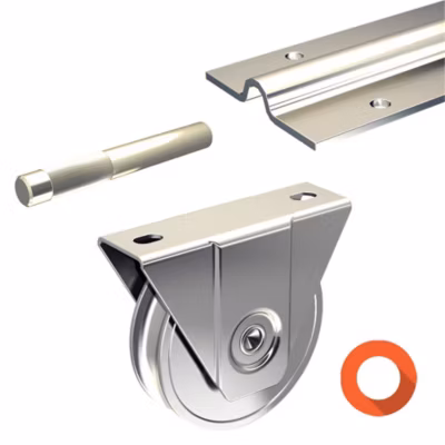 Kit coulissant 16 mm – rails 4 x 1,95 m pour portail de 4 m – 400 kg