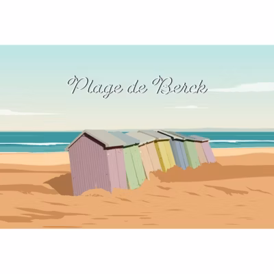 Tableau sur toile illustration plage de berck 30×45 cm Fabriqué en France