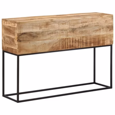 Table console 110x30x75 cm bois de manguier massif brut et fer vidaXL