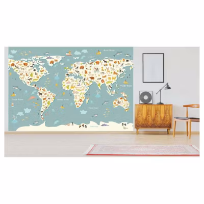 Papier peint ANIMAUX DU MONDE 400 x 270 cm (LxH) – Tapisserie murale panoramique XXL, Made in France par Scenolia