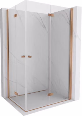 Mexen Mist-F Duo cabine de douche pliante droite 75 x 100 cm, transparent, cuivre brossé – 8A6-075L-100P-65-00