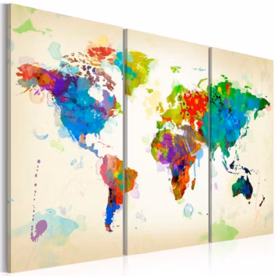 Tableau Cartes du monde All colors of the World – triptych 60×40 cm