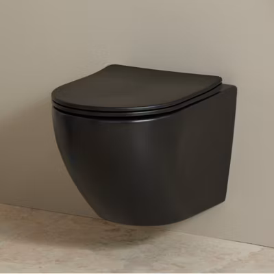 Cuvette WC suspendu gain de place 49 cm sans bride noir mat – Corolla