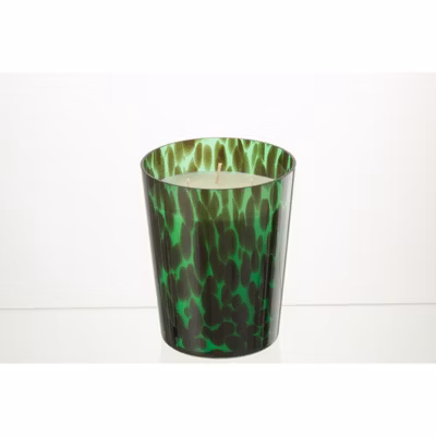 Bougie parfumée 68h et verre vert 13x13x16 cm