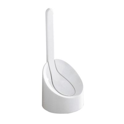 Porte-Balais De Toilette De Comptoir Blanc En Résine Thermoplastique Avec Touffe.