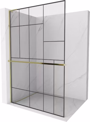 Mexen Kioto+ L paroi de douche avec étagère Walk-in 80 x 200 cm, motif noir, or – 800-080-123-50-78