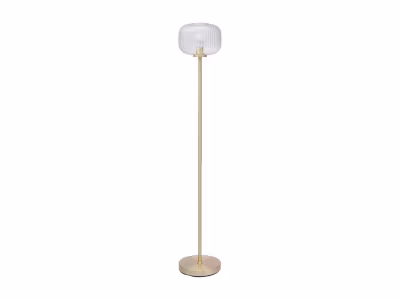 Lampadaire en laiton brossé et verre texturé – D.25 x H.150 cm – Doré – LOUXOR
