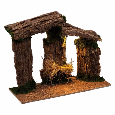 Crèche de noël en bois avec led 45x37cm – feeric lights & christmas