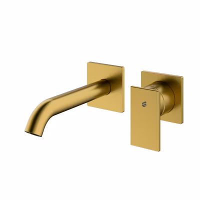 Robinet mitigeur lavabo encastré mural laiton Or brossé jet doux & économie d&rsquo;eau – 6,7×6,7x17cm (LxHxP) – LAVOA