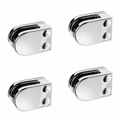 4 x Pince à verre plate modèle 07 – Ep. verre 8 mm – Zamak chromé brillant