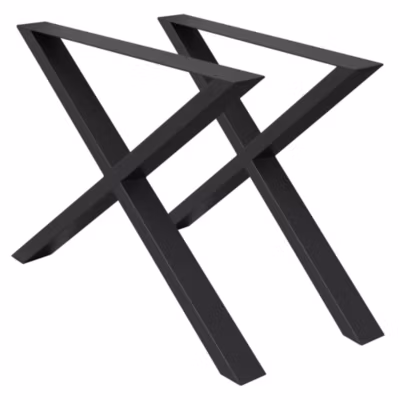 Lot de 2 pieds de table ECD Germany forme de X 60×72 cm noir acier revêtu poudre design industriel