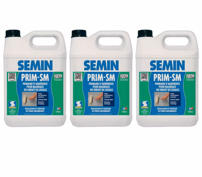 Primaire d&rsquo;Adhérence pour Enduit de Lissage Prim SM Semin, Intérieur/Extérieur, Bidon 5 L (lot de 3)
